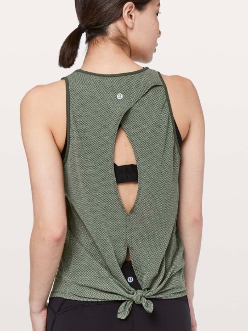Lululemon Open Up Tank Heathered Camo Green / Camo Green EUC